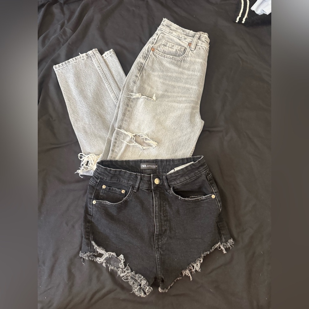 Zara Denim Bundle | Size 4 | Distressed Jeans + High Rise Shorts